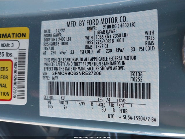 3FMCR9C62NRE27206 Ford dragon