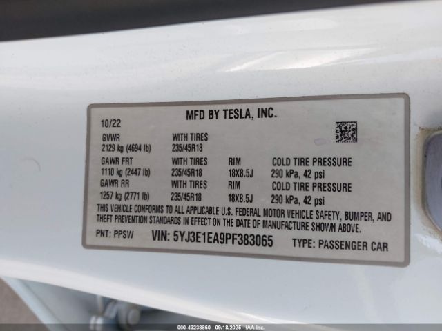 2023 TESLA MODEL 3 5YJ3E1EA9PF383065 Photo 8