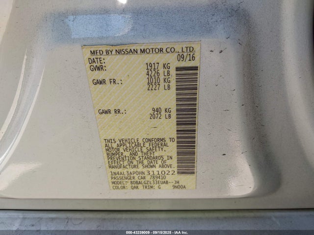 1N4AL3AP0HN311022 Nissan 2017