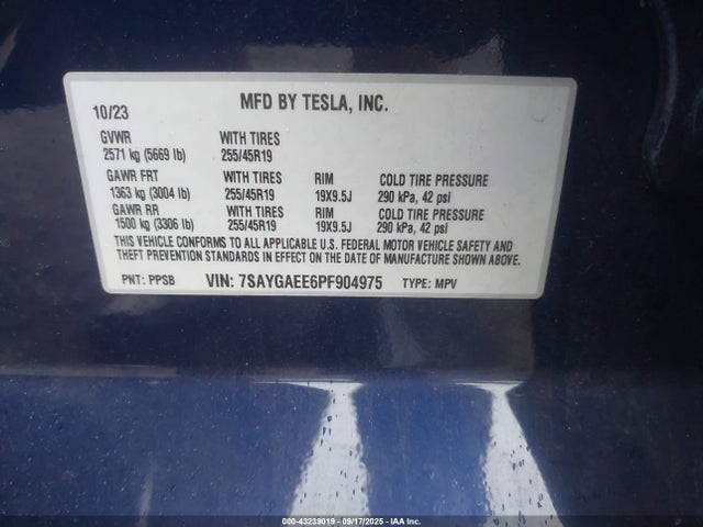2023 TESLA MODEL Y 7SAYGAEE6PF904975 Photo 8