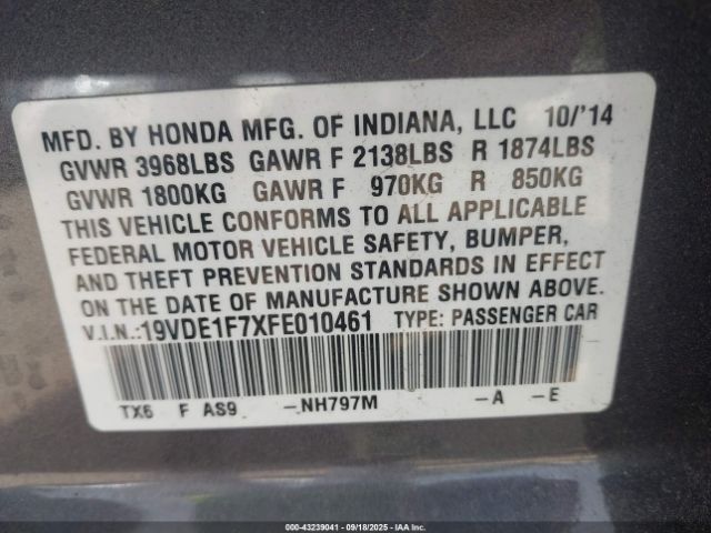 2015 ACURA ILX 19VDE1F7XFE010461 Photo 8