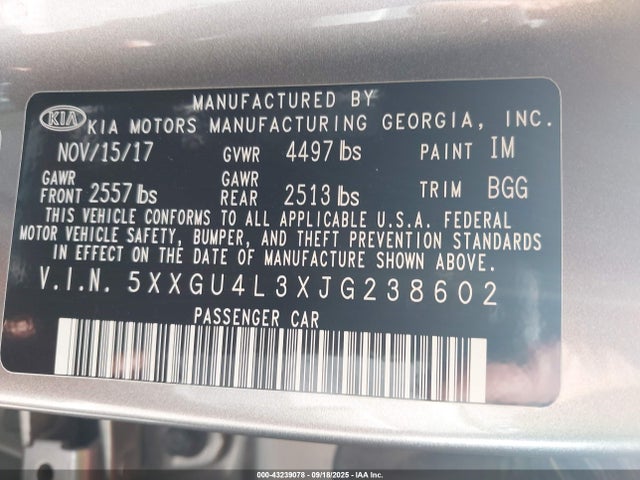 5XXGU4L3XJG238602 KIA gdi