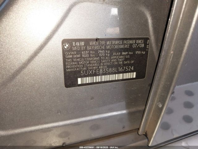 2008 BMW X5 5UXFE83588L167524 Photo 8