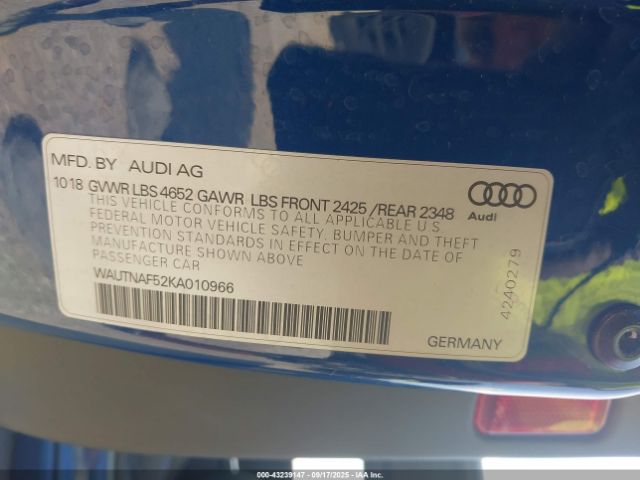 2019 AUDI A5 WAUTNAF52KA010966 Photo 8