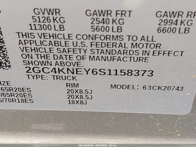 2GC4KNEY6S1158373 Chevrolet l5p