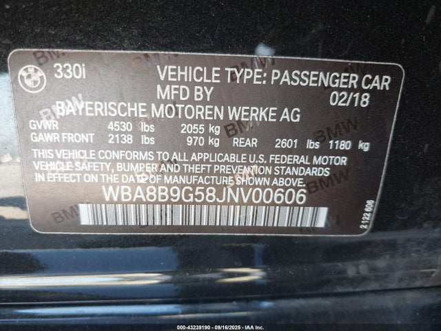 WBA8B9G58JNV00606 BMW 2018