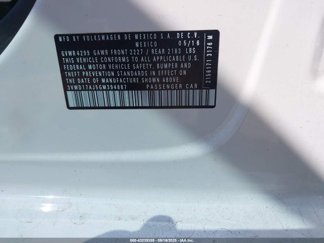 3VWD17AJ5GM394887 Volkswagen 1.8t