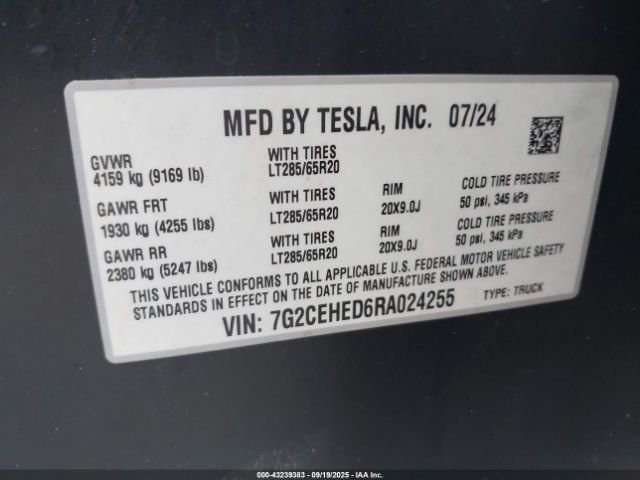 2024 TESLA CYBERTRUCK 7G2CEHED6RA024255 Photo 8