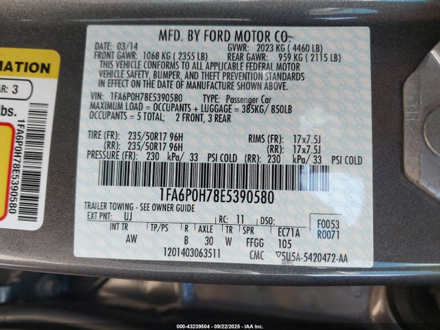Ford 2014 2014 1FA6P0H78E5390580 Image 9