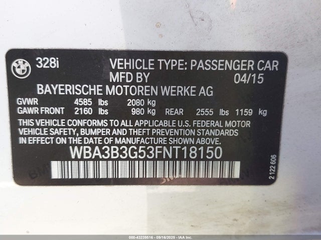 BMW 2015 2015 WBA3B3G53FNT18150 Image 9