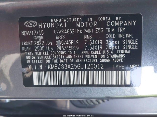 Hyundai Tucson 2016 KM8J33A25GU126012 Image 9