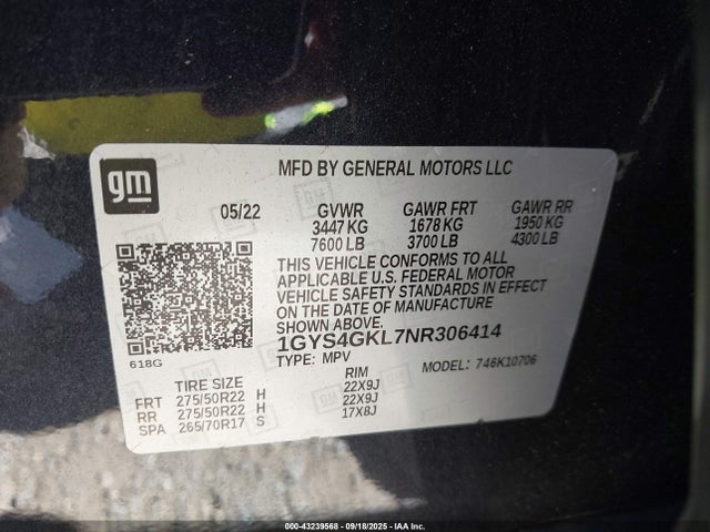 2022 CADILLAC ESCALADE 1GYS4GKL7NR306414 Photo 8