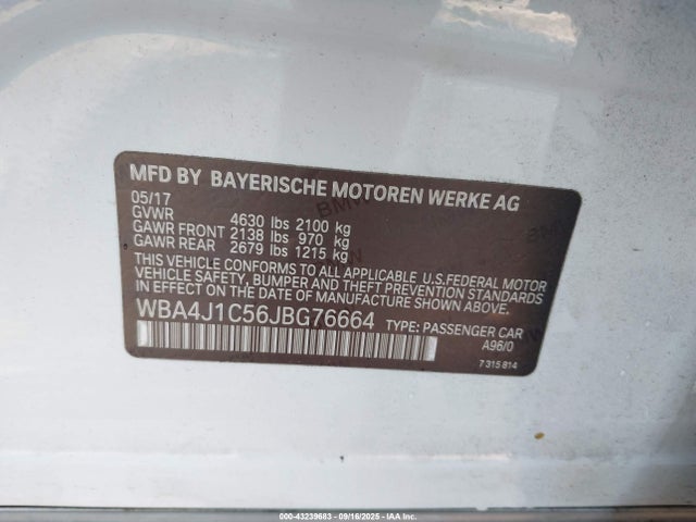WBA4J1C56JBG76664 BMW 430I