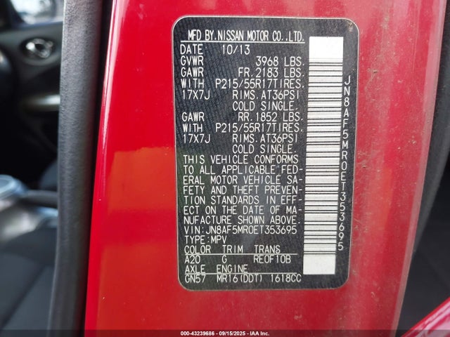 JN8AF5MR0ET353695 Nissan 2014