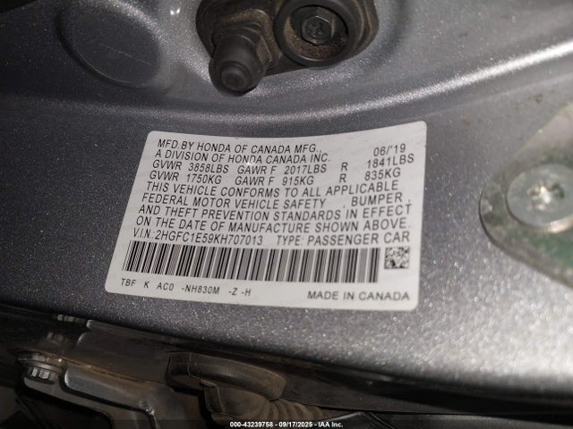 2HGFC1E59KH707013 Honda l15b7