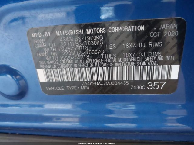 2021 MITSUBISHI OUTLANDER SPORT JA4APUAU7MU004435 Photo 8