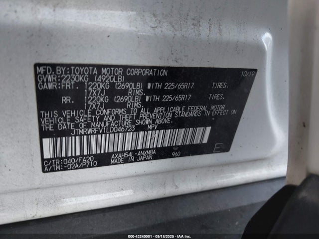 JTMRWRFV1LD046723 Toyota a25-fxz, 3nm+4nm