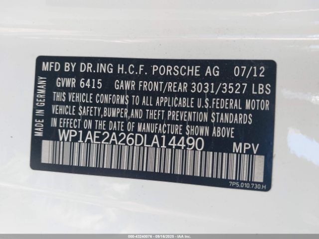 2013 PORSCHE CAYENNE HYBRID WP1AE2A26DLA14490 Photo 8