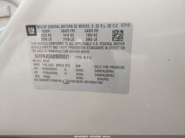 2013 CADILLAC SRX 3GYFNJE36DS655521 Photo 8