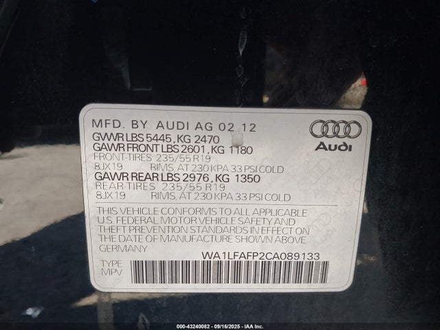 2012 AUDI Q5 WA1LFAFP2CA089133 Photo 8