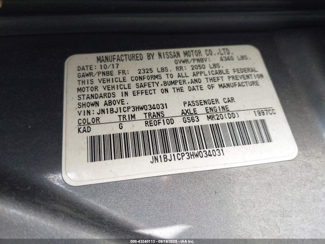JN1BJ1CP3HW034031 Nissan ROGUE SPORT