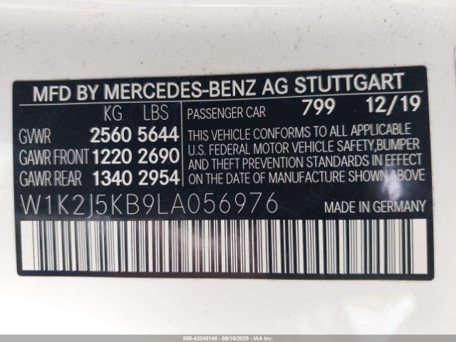 2020 MERCEDES-BENZ CLS 450 W1K2J5KB9LA056976 Photo 8