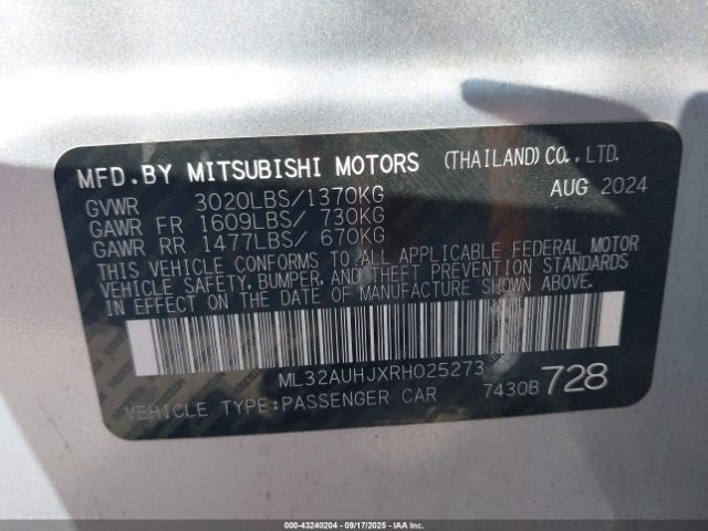 2024 MITSUBISHI MIRAGE ML32AUHJXRH025273 Photo 8