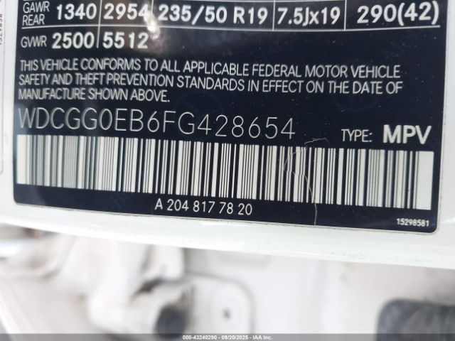 2015 MERCEDES-BENZ GLK 250 BLUETEC WDCGG0EB6FG428654 Photo 8