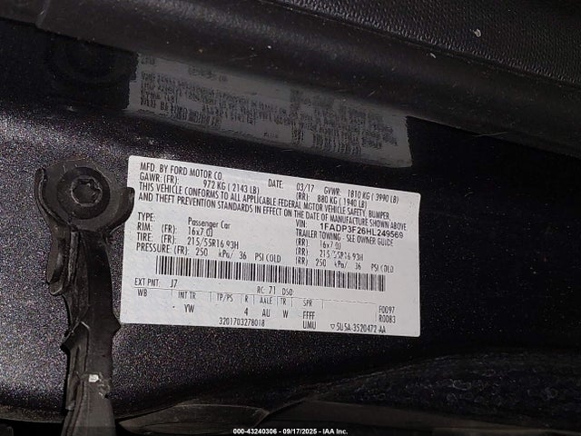 1FADP3F26HL249569 Ford 2.0l gdi