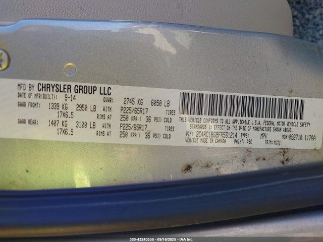2C4RC1BG9FR561214 Chrysler 2015