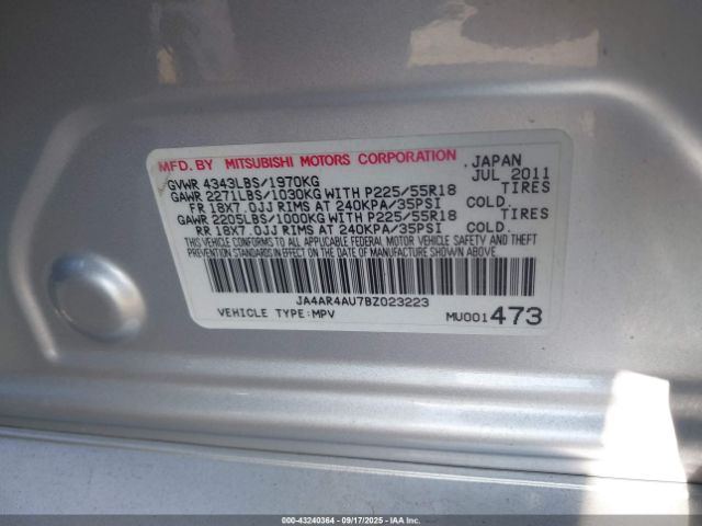 2011 MITSUBISHI OUTLANDER SPORT JA4AR4AU7BZ023223 Photo 8