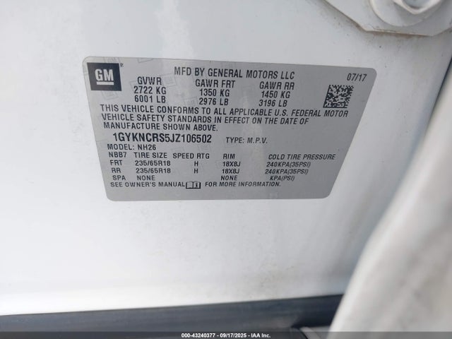 2018 CADILLAC XT5 1GYKNCRS5JZ106502 Photo 8