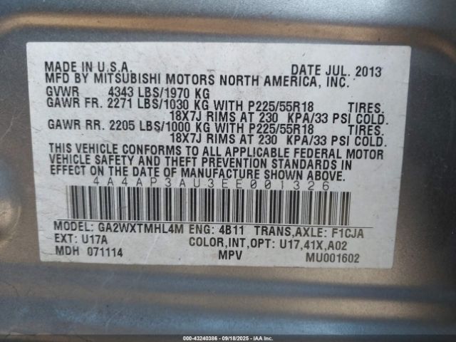 2014 MITSUBISHI OUTLANDER SPORT 4A4AP3AU3EE001326 Photo 8