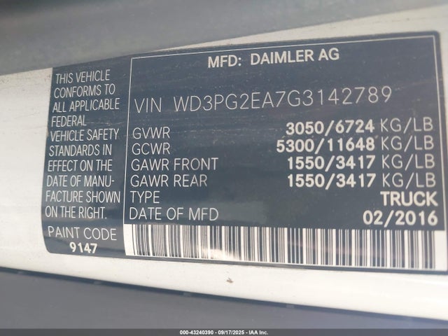 WD3PG2EA7G3142789 Mercedes-Benz Metris