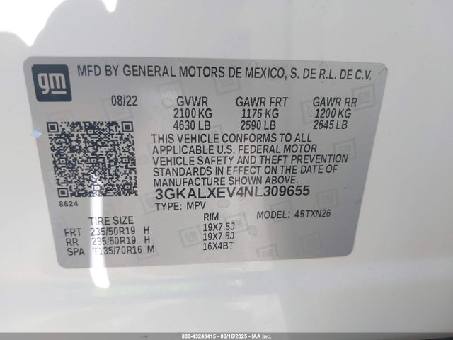 3GKALXEV4NL309655 GMC lyx
