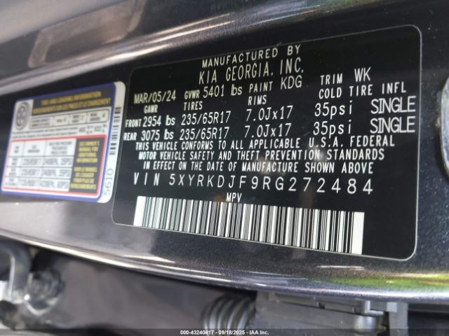 2024 KIA SORENTO 5XYRKDJF9RG272484 Photo 8