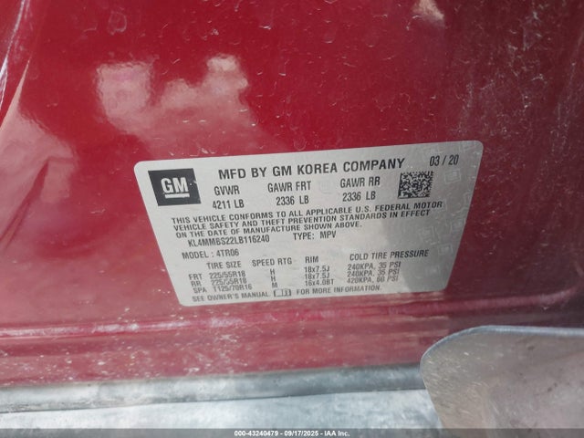 Aukcja sprzedaży 2020 Buick Encore Gx Fwd Preferred, vin: KL4MMBS22LB116240, numer aukcji: 43240479