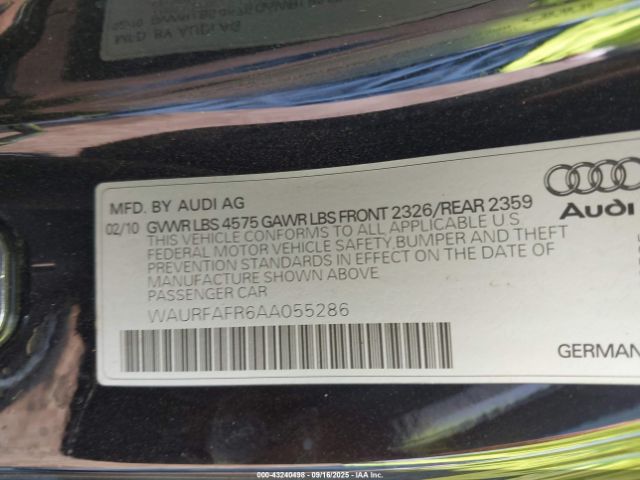 2010 AUDI A5 WAURFAFR6AA055286 Photo 8