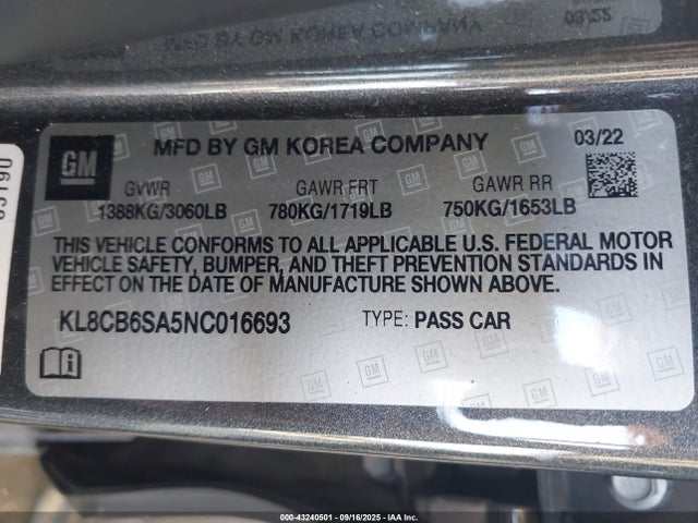 Chevrolet lv7 2022 KL8CB6SA5NC016693 Image 9
