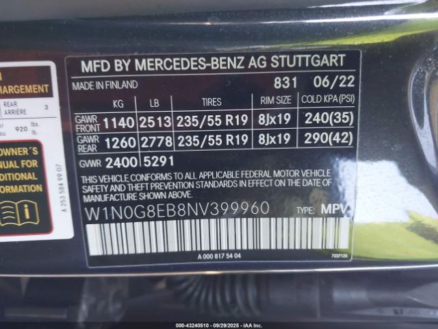 2022 MERCEDES-BENZ GLC 300 W1N0G8EB8NV399960 Photo 8
