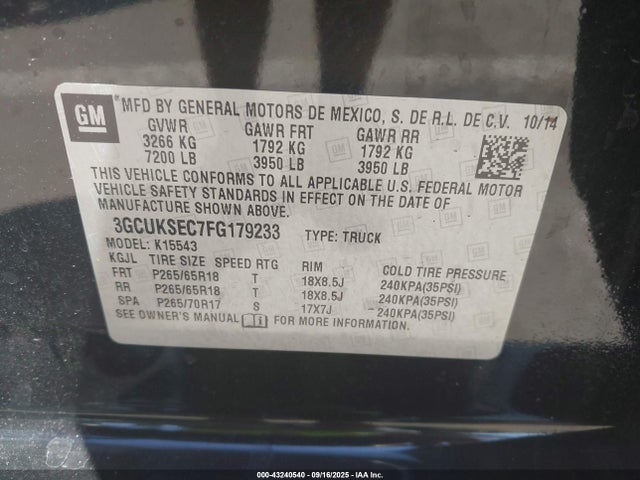 3GCUKSEC7FG179233 Chevrolet l83 - vvt, active fuel management, aluminum