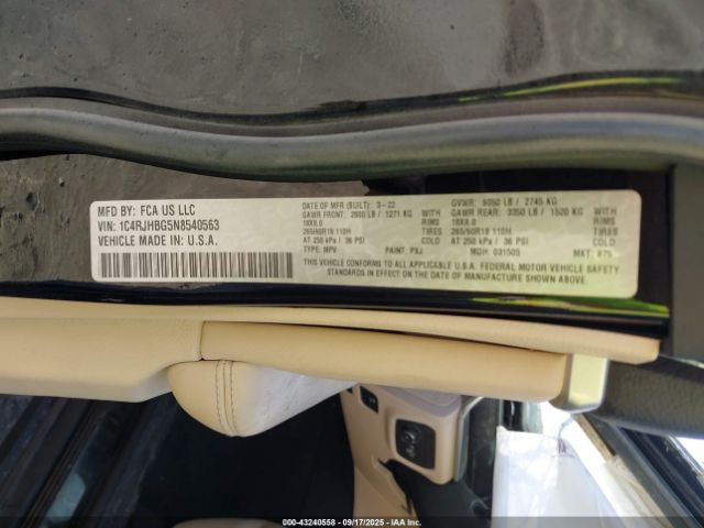 2022 JEEP GRAND CHEROKEE 1C4RJHBG5N8540563 Photo 8