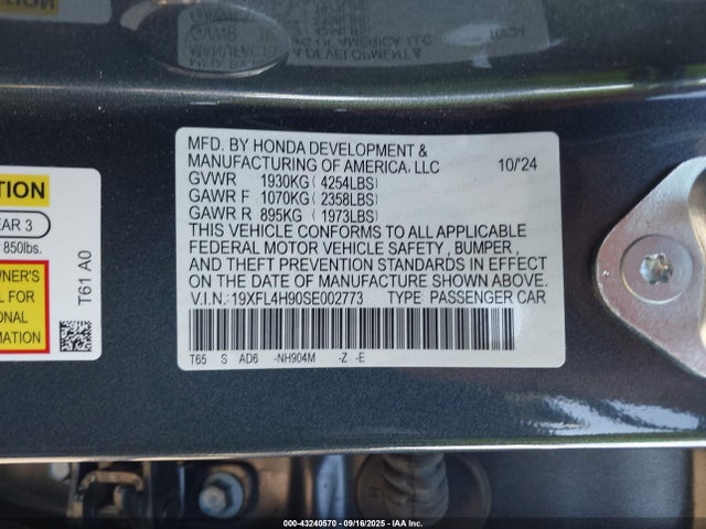 19XFL4H90SE002773 Honda lfc3
