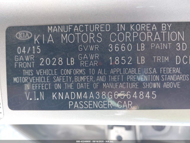 KIA gamma 2016 KNADM4A38G6564845 Image 9