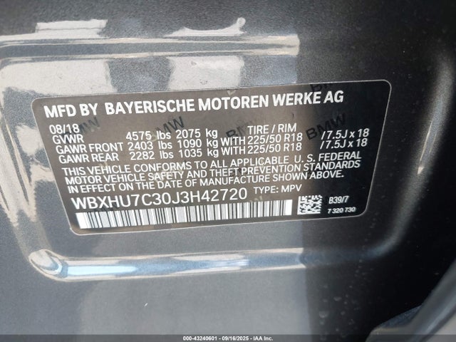 WBXHU7C30J3H42720 BMW 2018