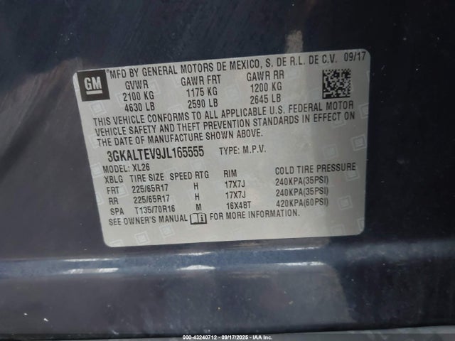 3GKALTEV9JL165555 GMC lyx - direct injection, vvt, fgt, turbo, alum, gen 1