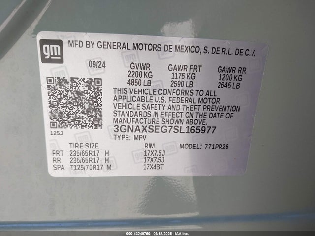 Chevrolet lsd 2025 3GNAXSEG7SL165977 Image 9