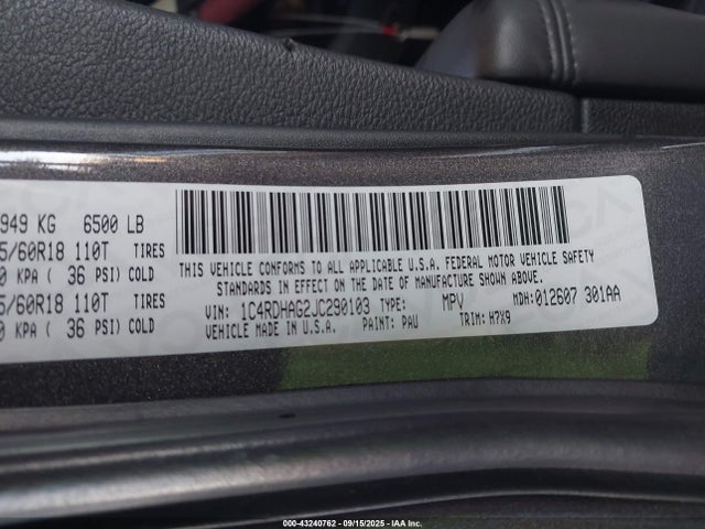 Dodge 2018 2018 1C4RDHAG2JC290103 Image 9