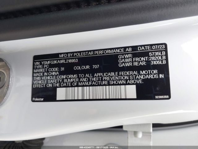 2024 POLESTAR 2 YSMFG3KA9RL218953 Photo 8