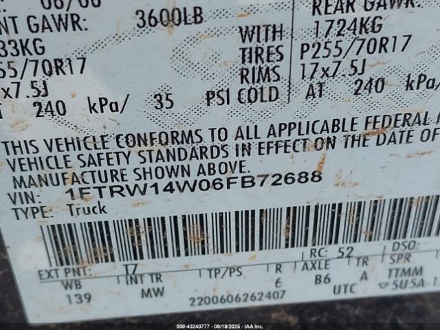 2006 FORD F-150 1FTRW14W06FB72688 Photo 8